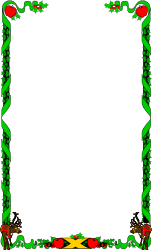 Festive Green and Red Border Clipart with Floral Accents