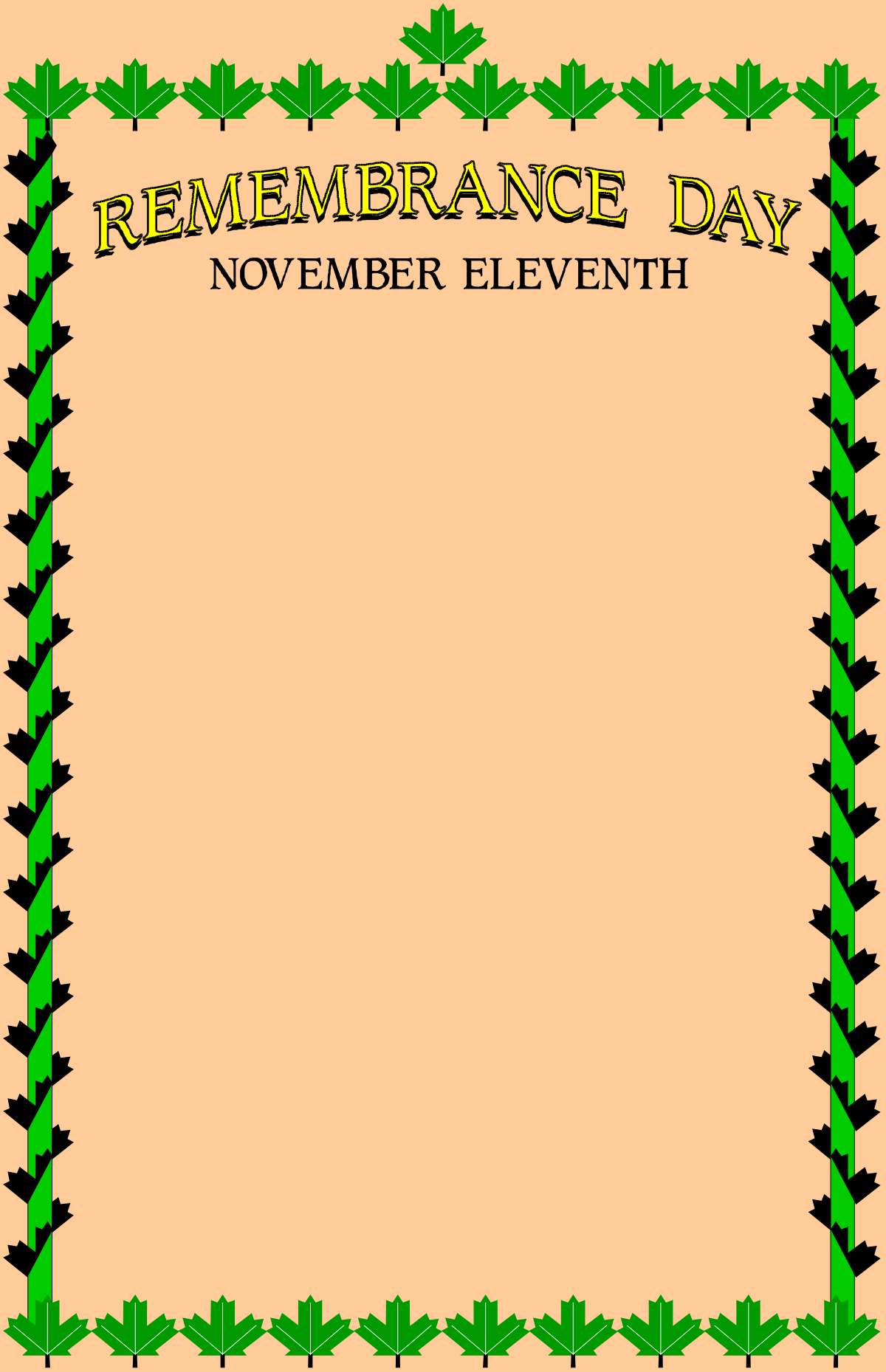 Remembrance Day Flyer Template Clipart for Holiday Borders