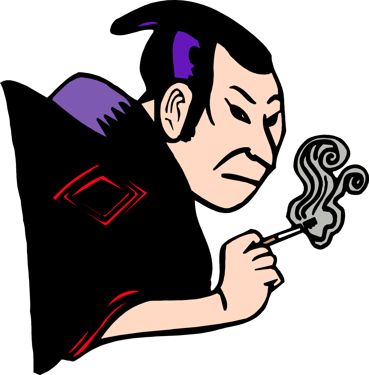 Man Smoking a Cigarette - Vintage Clipart Image