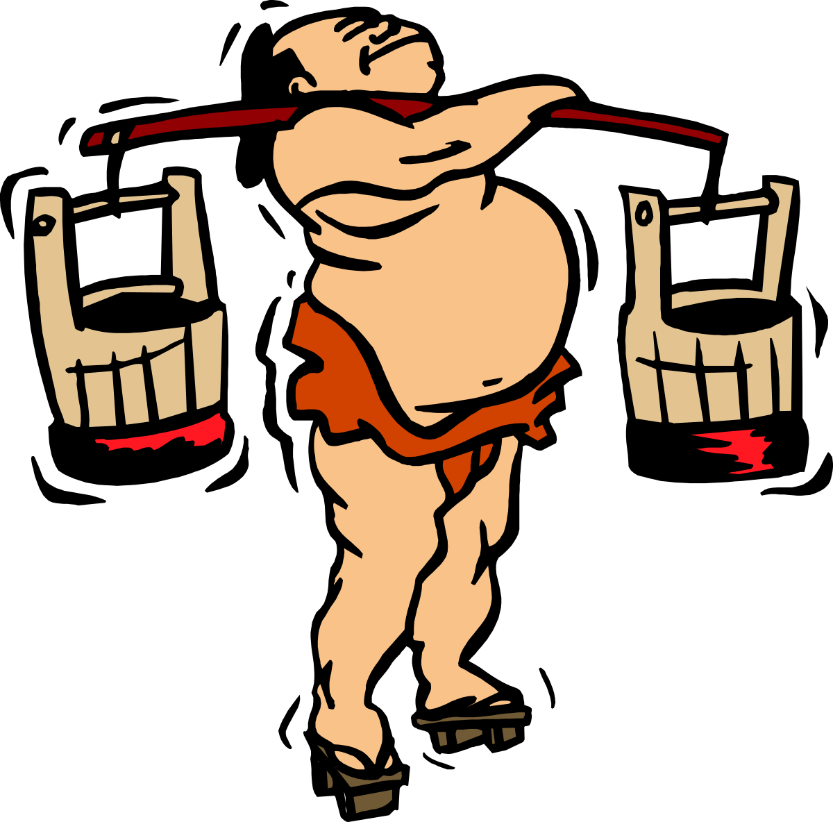 Man in Red Shirt Holding Knife Clipart