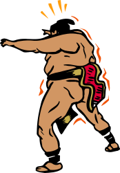Wrestling Clipart: Dynamic Man in Stance with Red and Yellow Belt