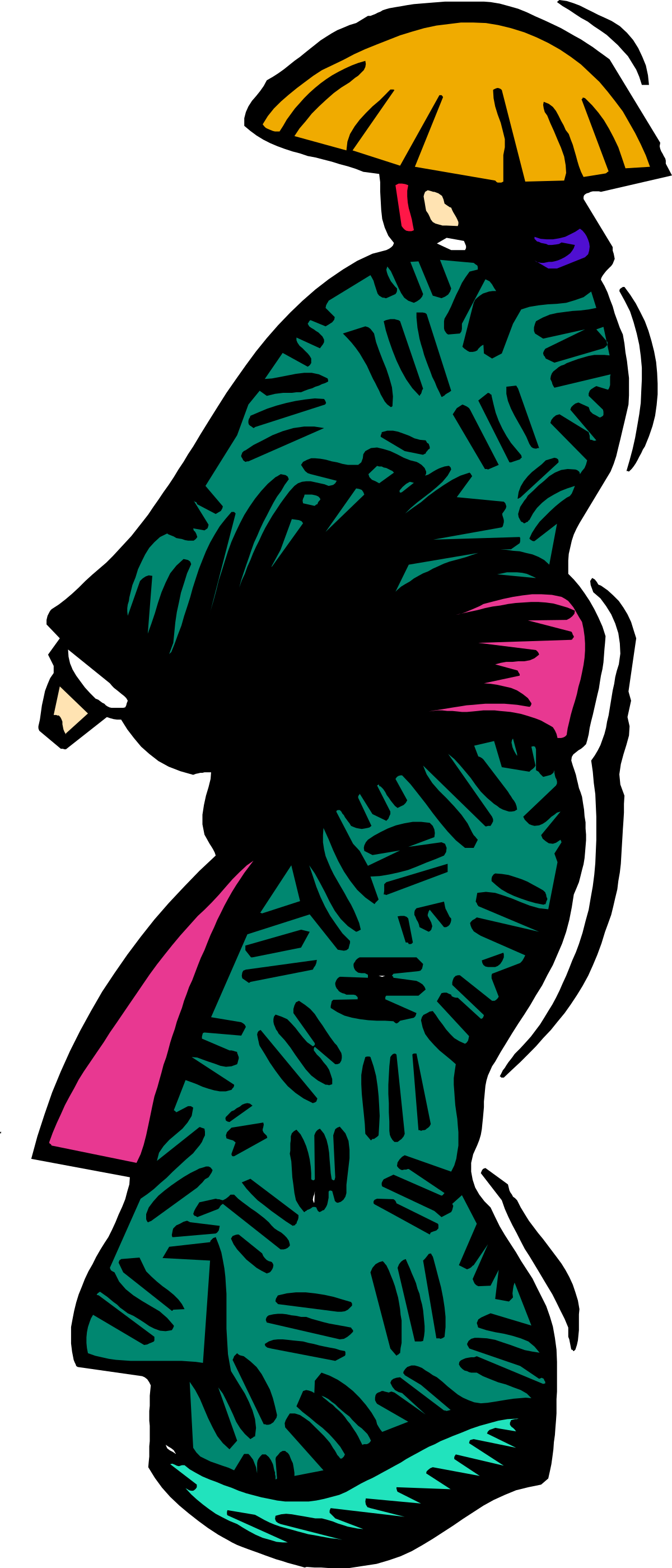 Woman with Hat Clipart - Stylish Character Illustration
