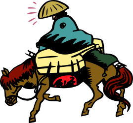 Horse and Rider Clipart: Dynamic Equine Adventure Scene