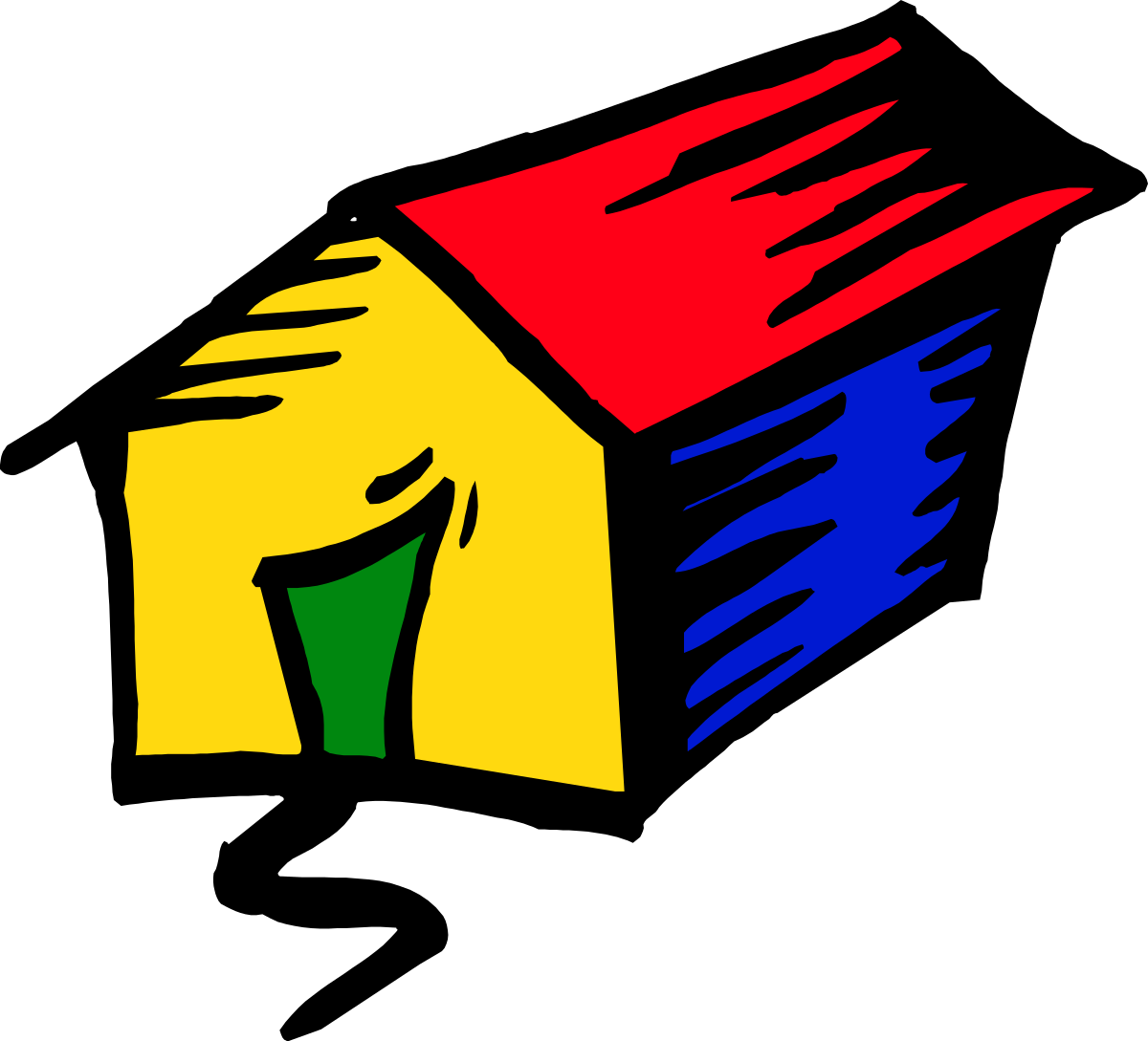 Vibrant House Clipart with Red, Yellow, and Blue Roof