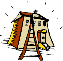 House Clipart with Ladder - Charming Home Illustration