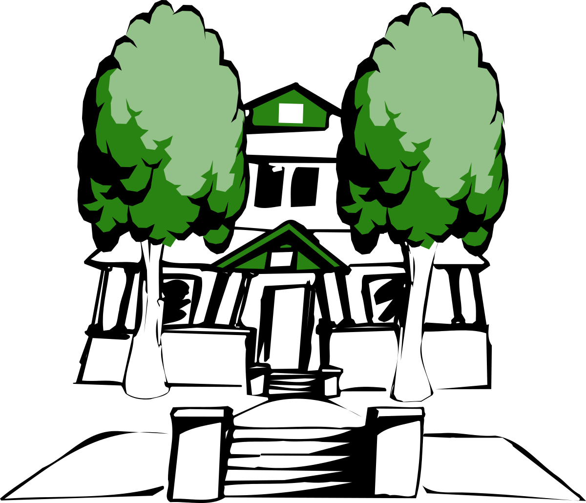a white house with trees in the front clip art png transparent White House with Trees - Elegant Clipart for Home and Garden Themes