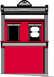Red and White Building Clipart with Charming Red Door