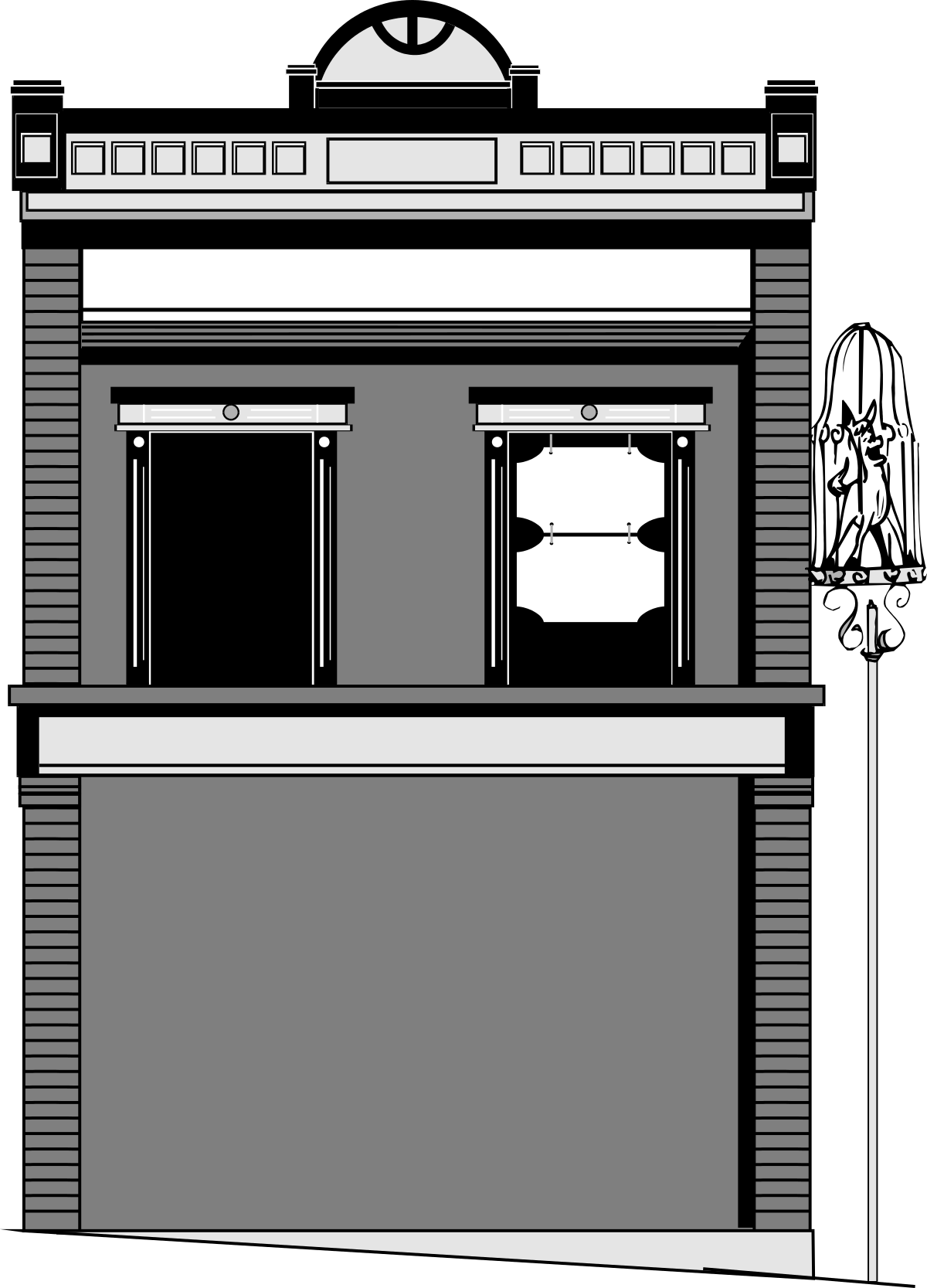 a drawing of a bar with a sign and a sign clip art png transparent Bar Scene Clipart with Sign and Elements