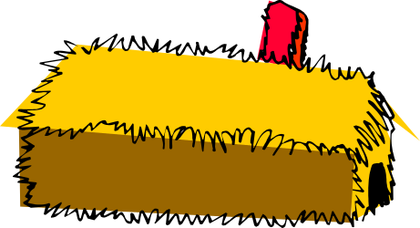 Person Standing on Hay Pile - Vibrant Farmyard Clipart