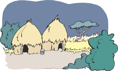 House Clipart with Tree and Bushes - Perfect for Your Projects