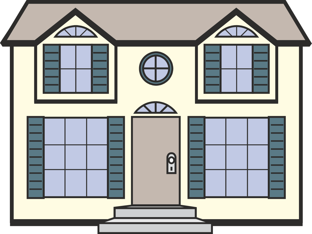Charming House with Windows and Shutters Clipart