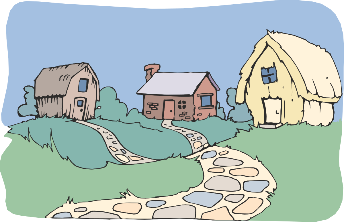a small village with a stream and a small house clip art png transparent Village Clipart: Charming House by a Tranquil Stream