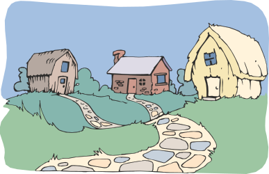Village Clipart: Charming House by a Tranquil Stream