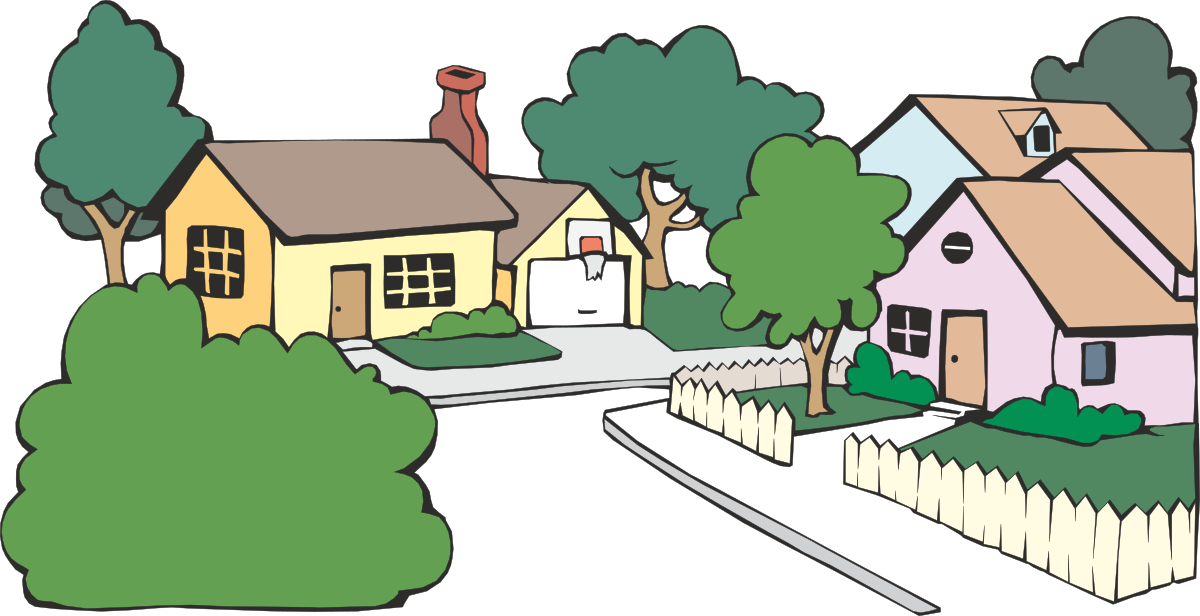 Cartoon House with Picket Fence - Charming Clipart for Your Projects