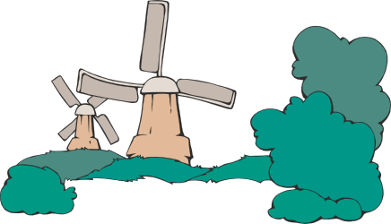 Windmill Clipart with Person and Clouds - Perfect for Nature Themes
