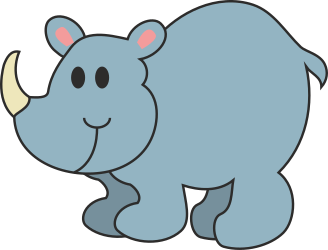 Rhino with Long Horn Clipart for Creative Projects