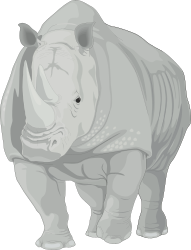 Rhino Standing Boldly on Black Background - Striking Clipart Image