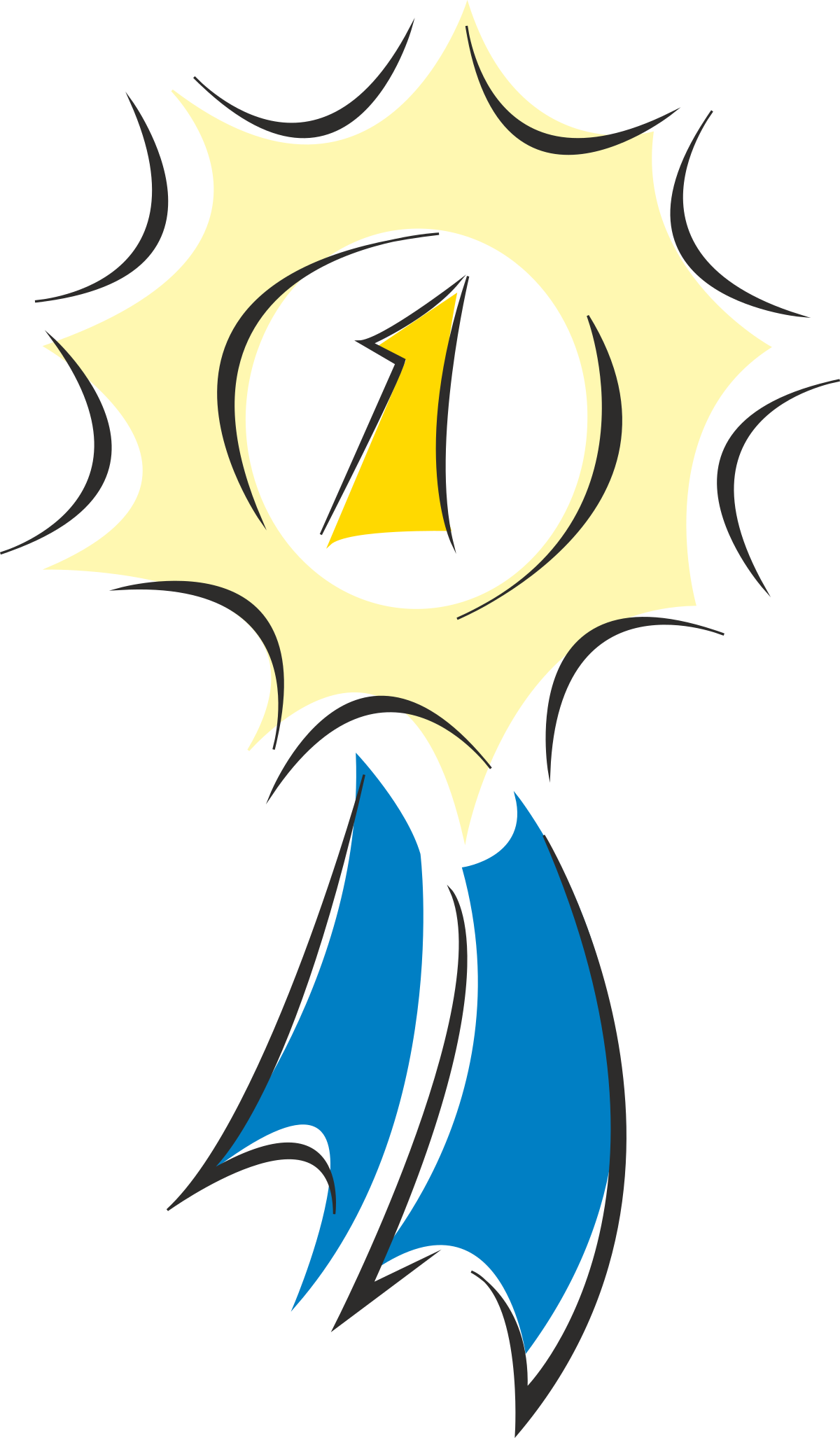 Cartoon Sun in Blue Suit with Yellow Star - Fun Clipart Collection