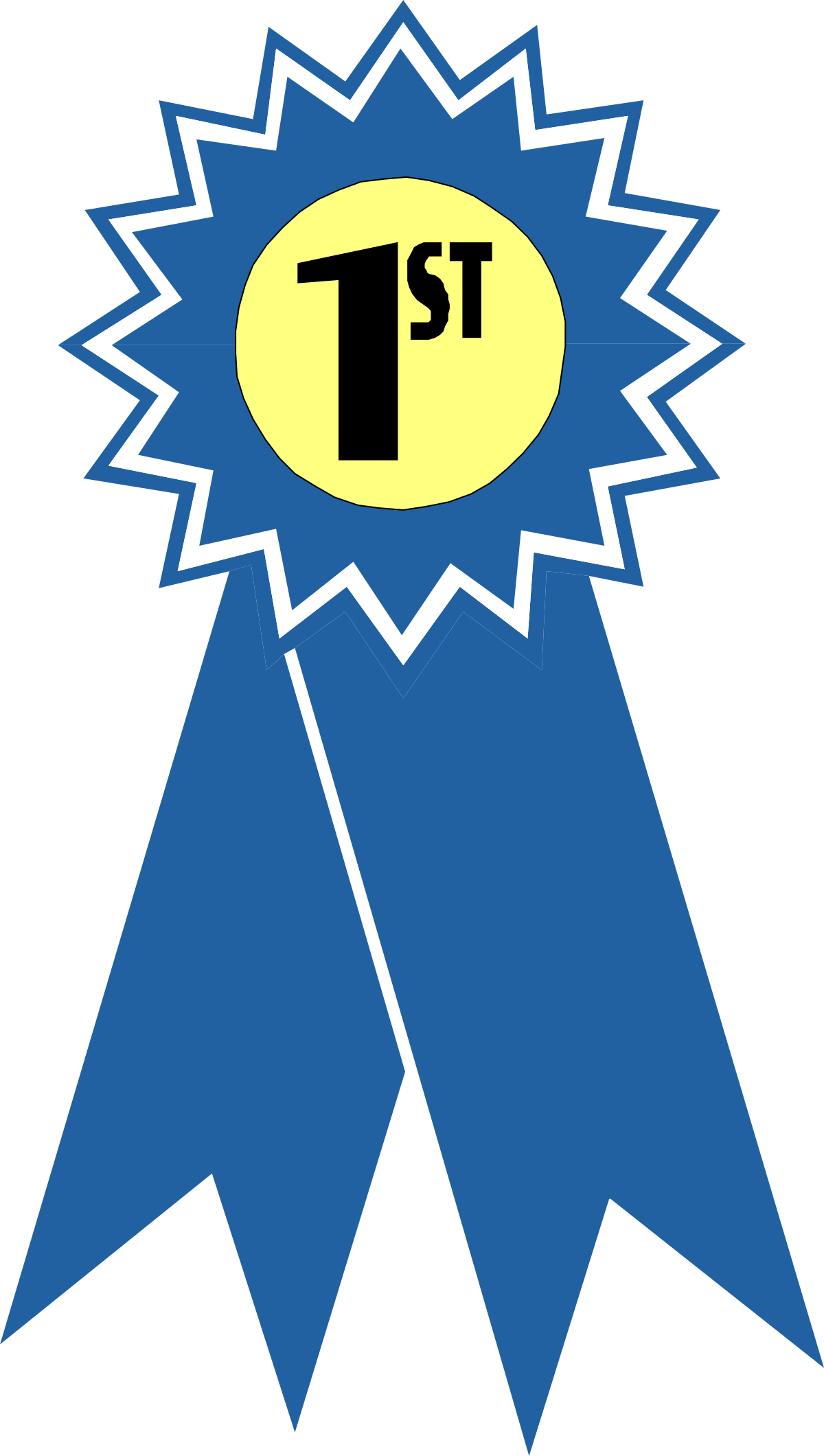 a blue ribbon with a yellow star and a black background clip art png transparent Blue Ribbon with Yellow Star on Black Background - Premium Clipart