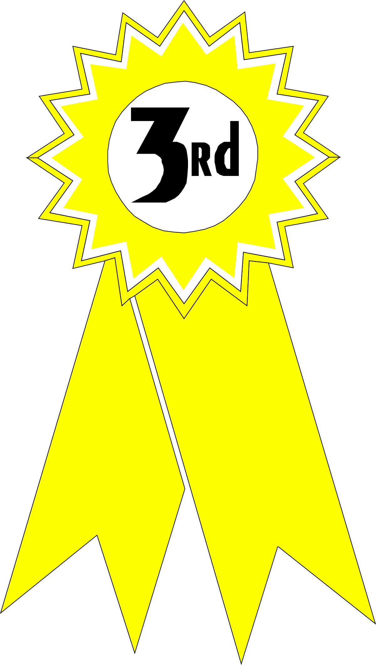 3rd Place Yellow Ribbon Clipart for Celebrations and Awards