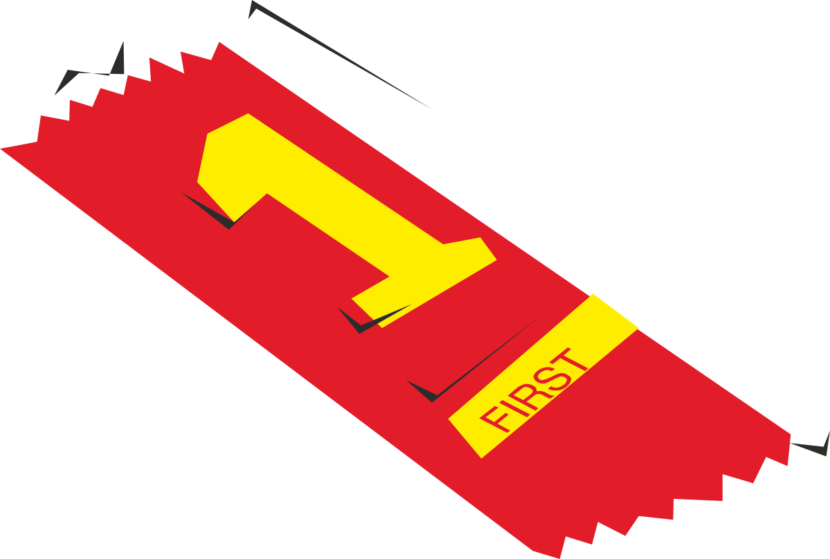 Red and Yellow Flag with 'First' - Vibrant Clipart for Creative Projects