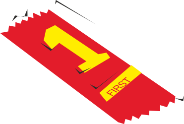 Red and Yellow Flag with 'First' - Vibrant Clipart for Creative Projects