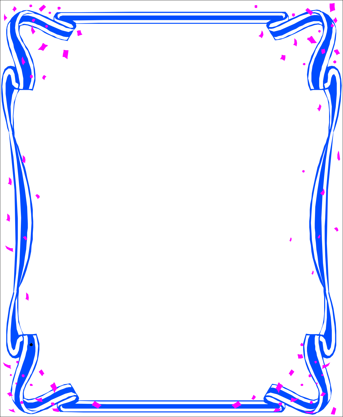 Borders with Holiday Ribbons - Blue Frame with Pink and Blue Cones Clipart