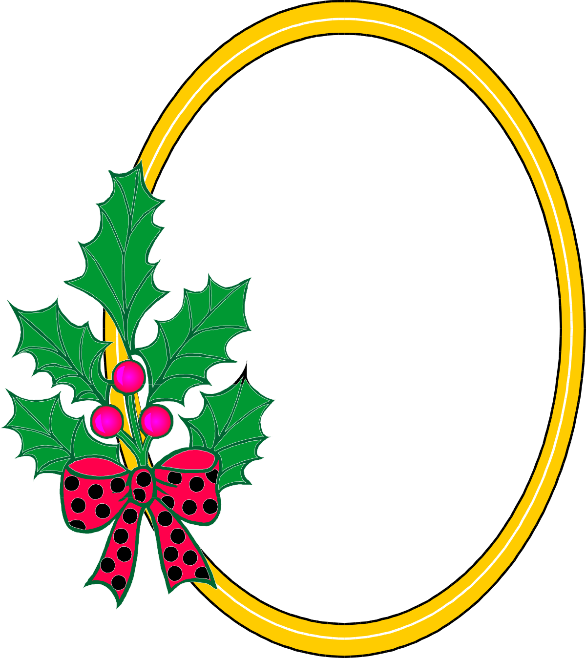 Christmas Holly Clipart with Bow and Leaves - Festive Borders for Holiday Designs