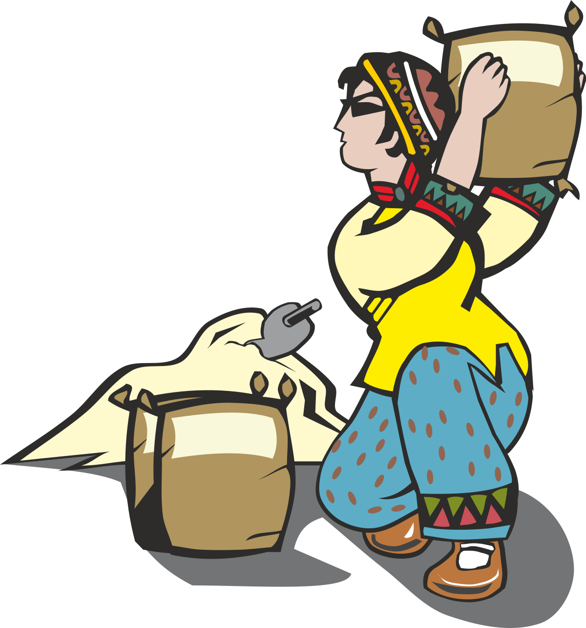 Cooking Woman in Yellow Shirt and Blue Pants Clipart