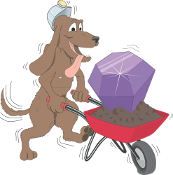 Dog Pushing Wheelbarrow with Diamond - Unique Clipart