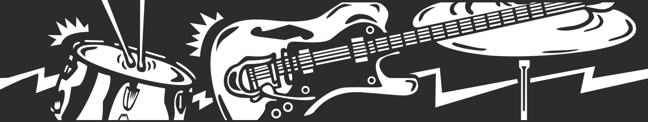 Rock And Roll Theme Border - Black and White Clipart for Leisure Designs