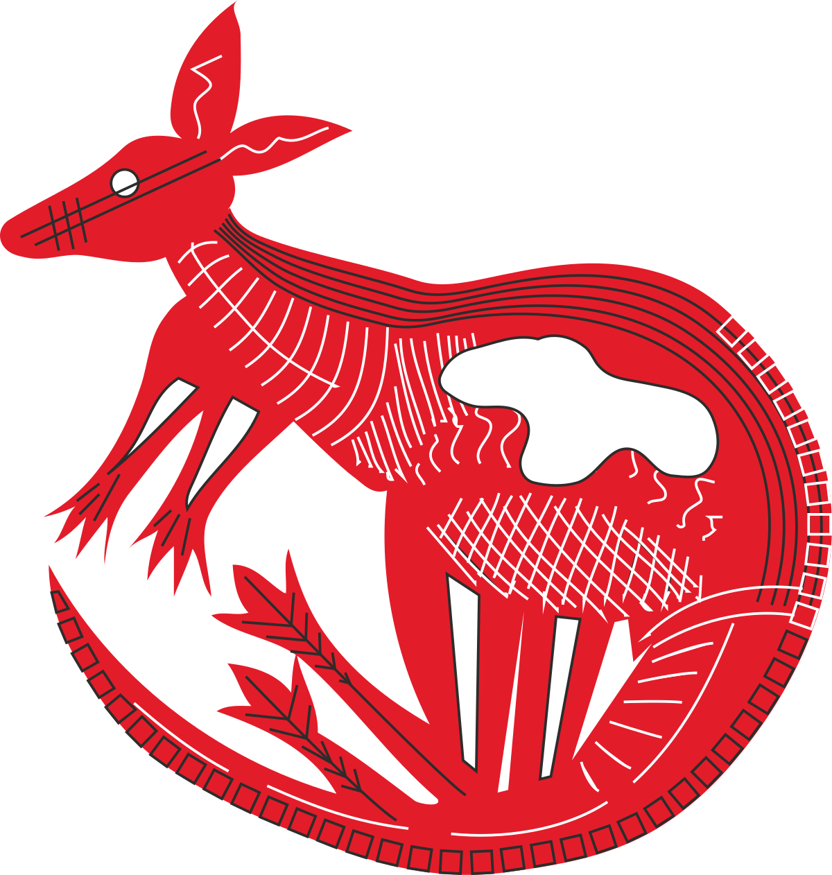 Red and White Deer Clipart Against a Black Background