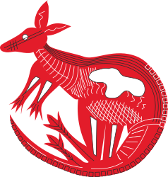 Red and White Deer Clipart Against a Black Background