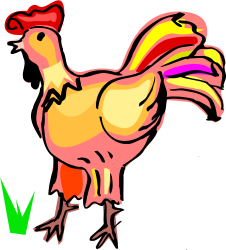 Chicken Clipart with Red Beak and Yellow Tail