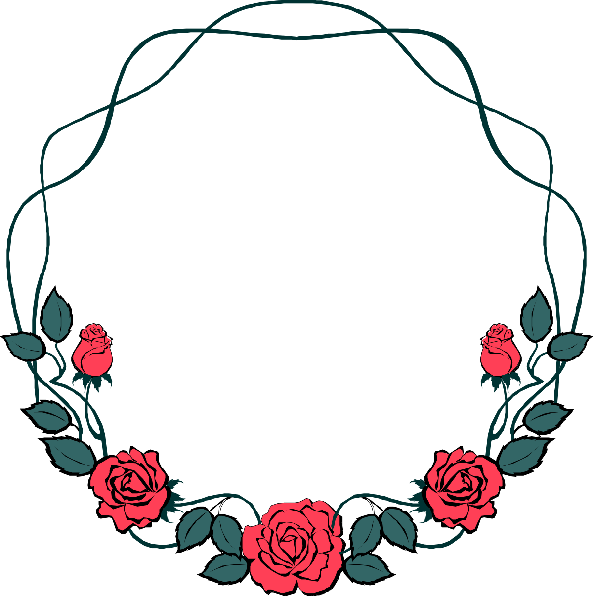 Wreath with Roses and Leaves Clipart for Holiday Borders