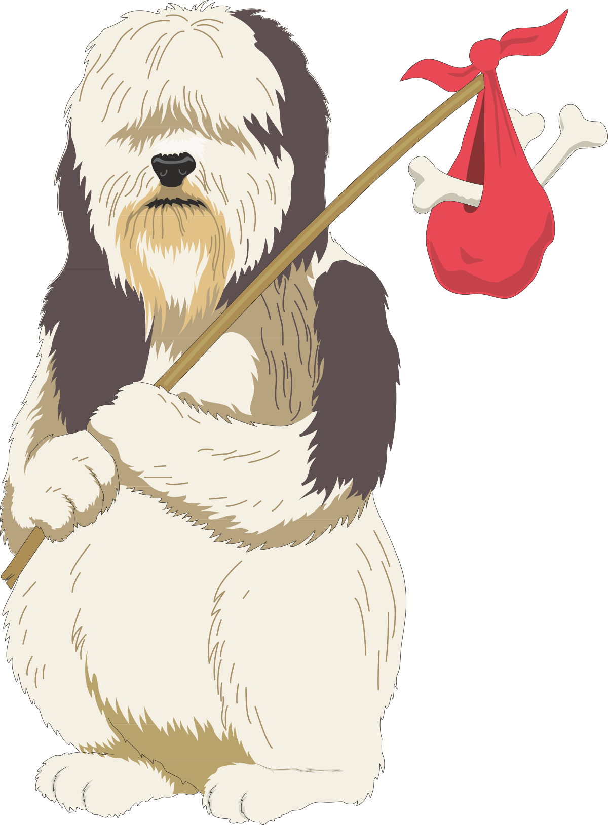 a dog with a red bow and a red bag clip art png transparent Dog with Red Bow and Bag Clipart for Fun Designs