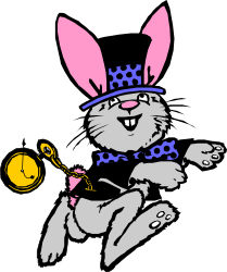 Rabbit with Clock and Hat Clipart - Whimsical Timekeeper Illustration