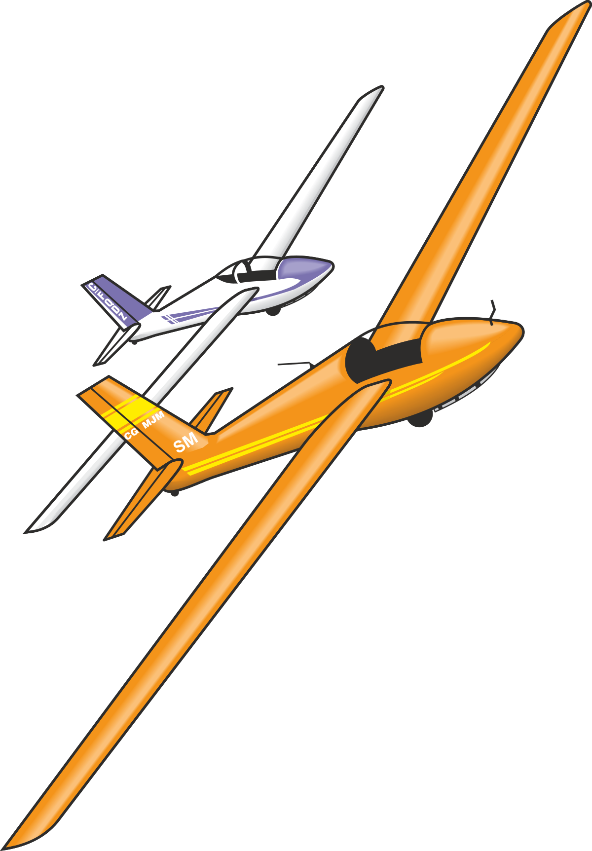 Airplanes Flying Side by Side - Dynamic Clipart for Travel Themes