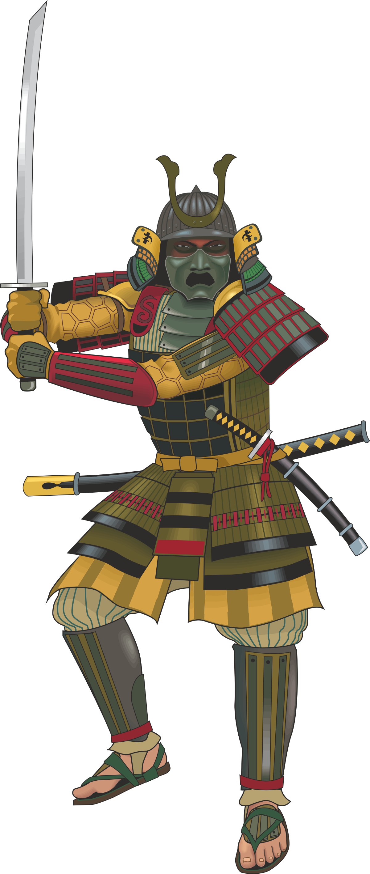 Samurai with Sword and Helmet Clipart: Epic Warrior Art