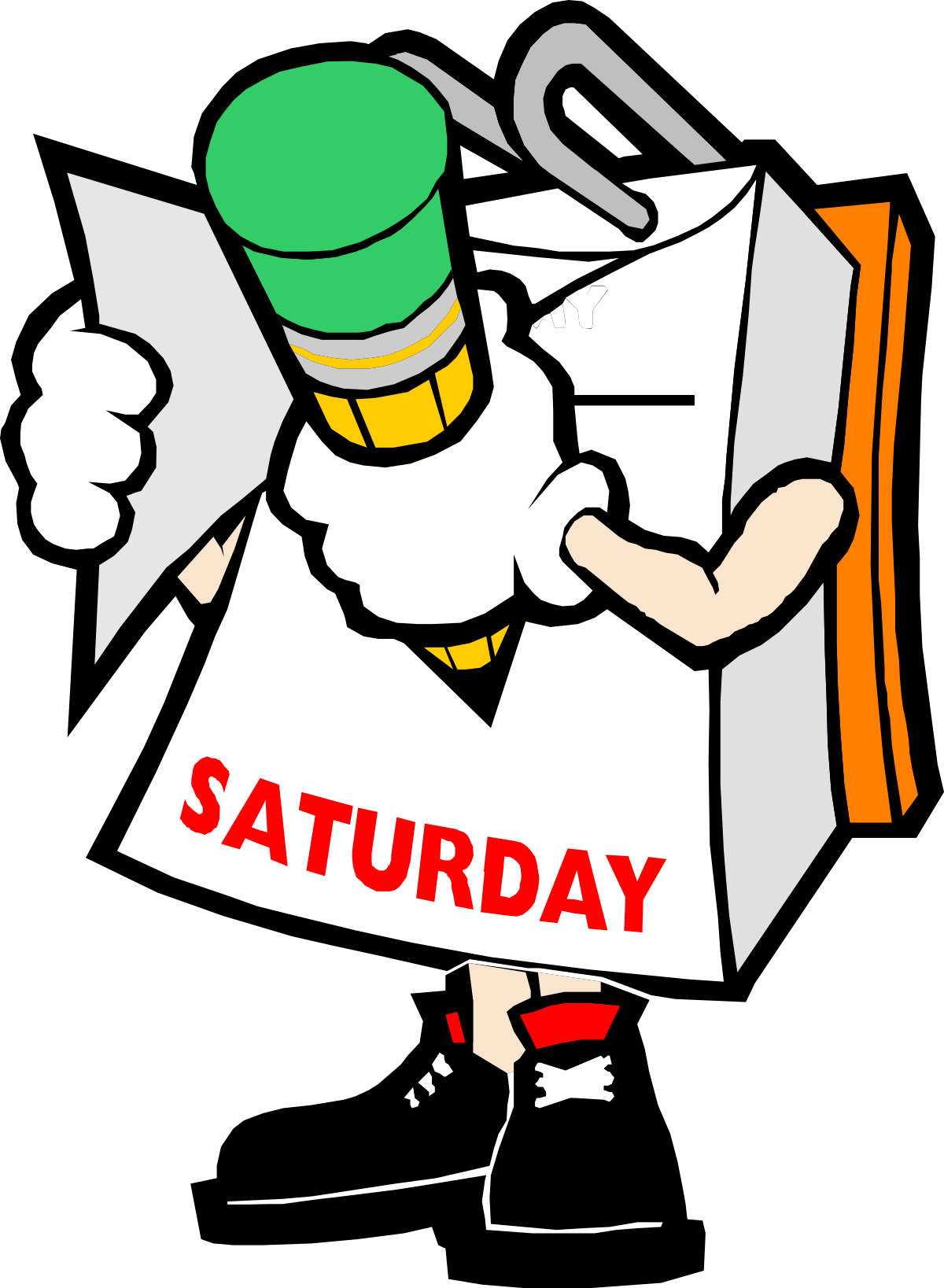 Cartoon Character Holding Paper and Sign Clipart
