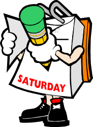 Cartoon Character Holding Paper and Sign Clipart