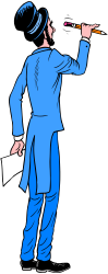 Blue Suit Man with Pencil Clipart - Stylish Borders and Bars Design