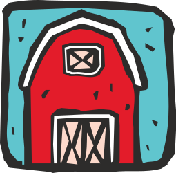 Red Barn Under Blue Sky Clipart for Rural Scenes