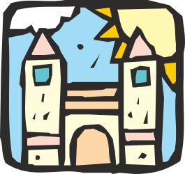 Castle Tower with Sun Clipart - Enchanting Imagery for Your Projects