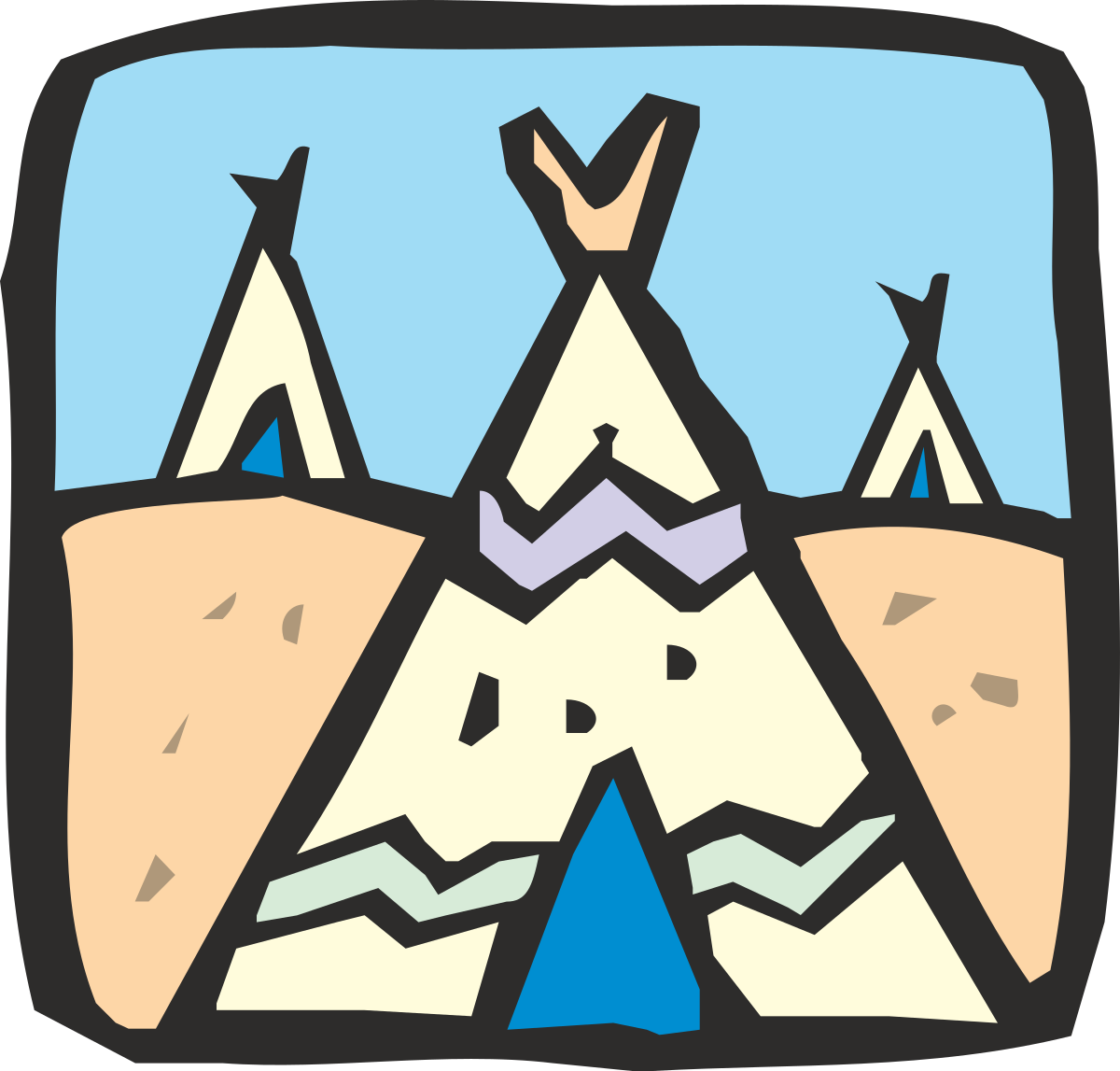 Mountain Scene with Blue Sky Clipart - Perfect for Nature Themes