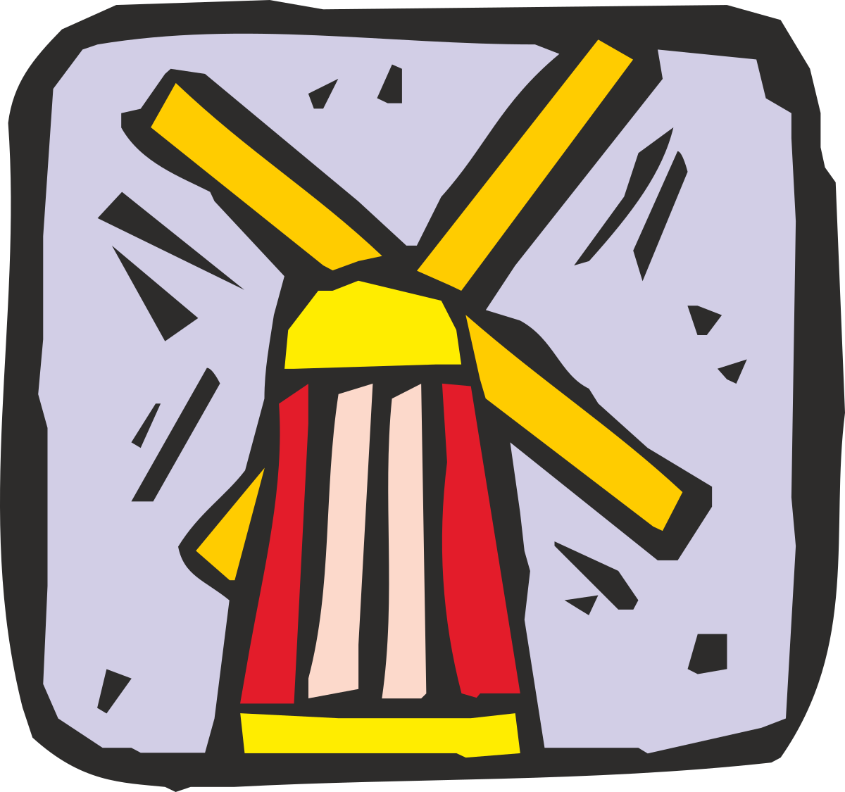 Windmill Clipart: Vibrant Yellow and Red Design for Creative Projects