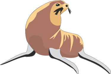 Brown Seal with Open Mouth Clipart - Playful Marine Life Illustration