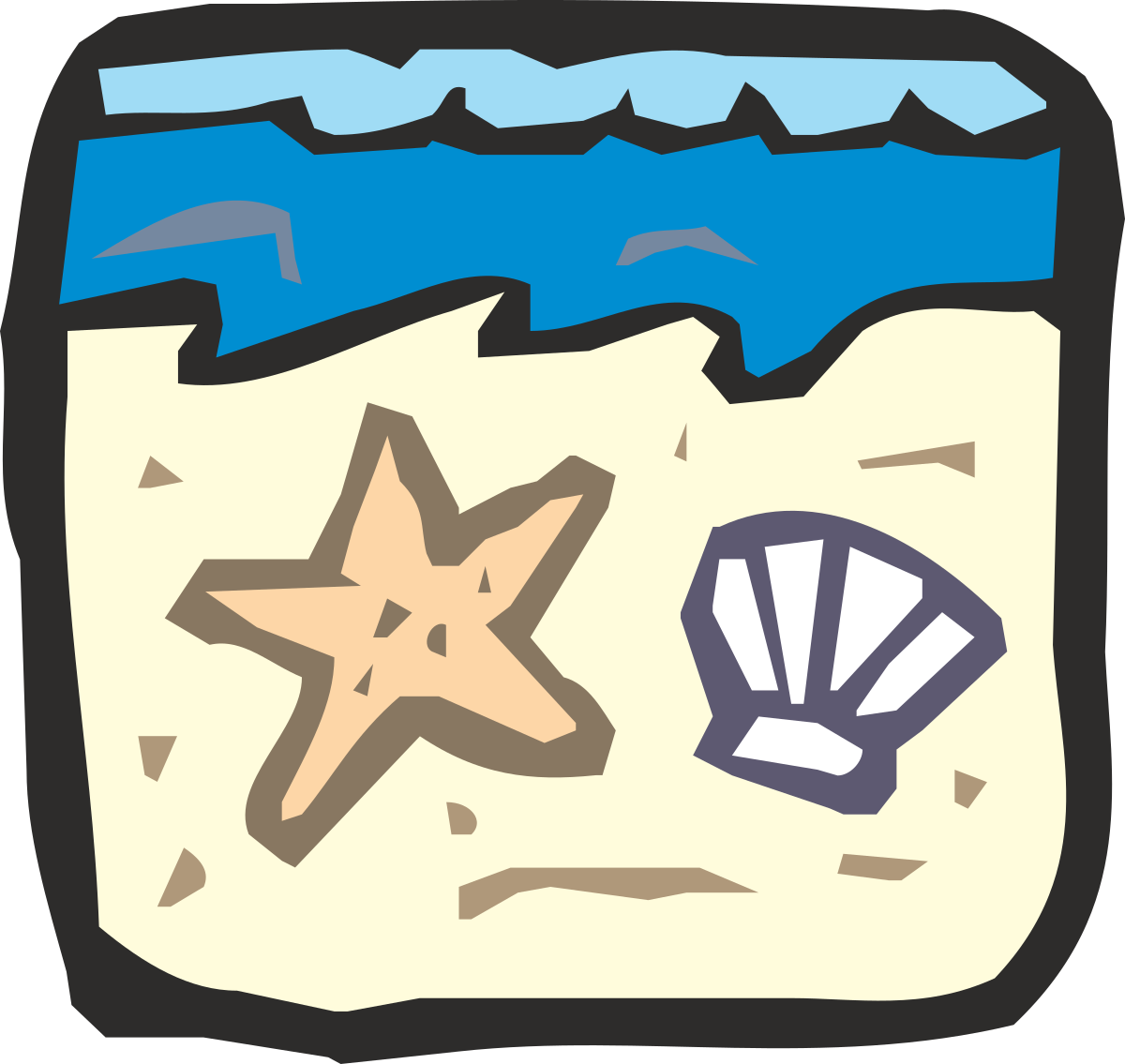 a starfish and a shell on the beach clip art png transparent Starfish and Shell on the Beach Clipart: Coastal Treasures in Vibrant Detail