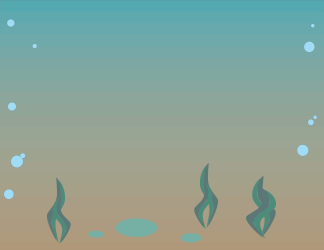 Underwater Fish Swimming with Bubbles and Seaweed Borders Clipart