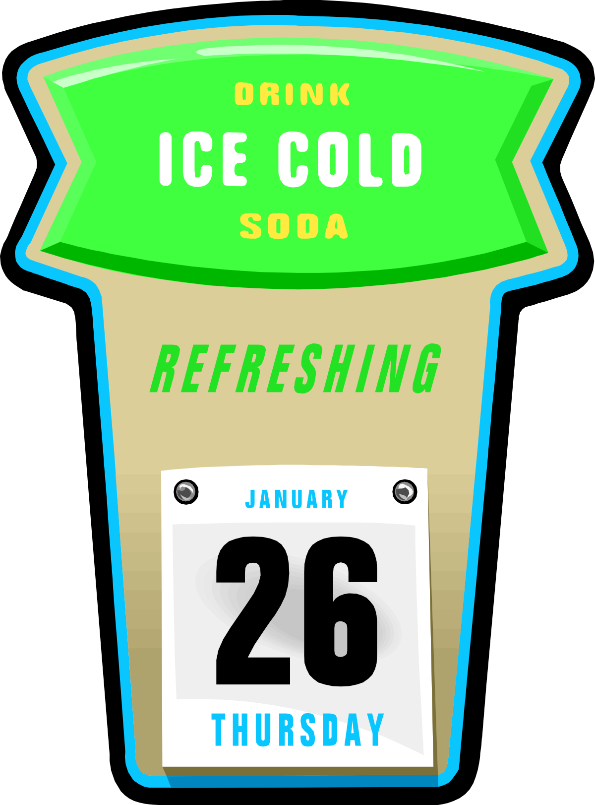 Refreshing Cold Drink Cup with Green Lid Clipart